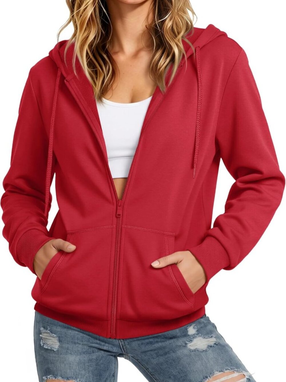 Cozy Fleece-Lined Zip-Up Hoodie for Women | Casual Hooded Sweatshirt